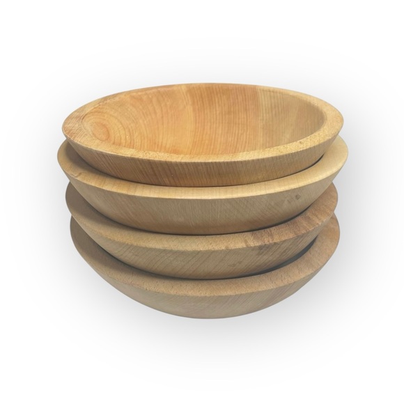 Vintage: Williams Sonoma 𖦹 Set of 4 Hand Carved Maple Salad Bowl 𖦹 - Picture 5 of 17